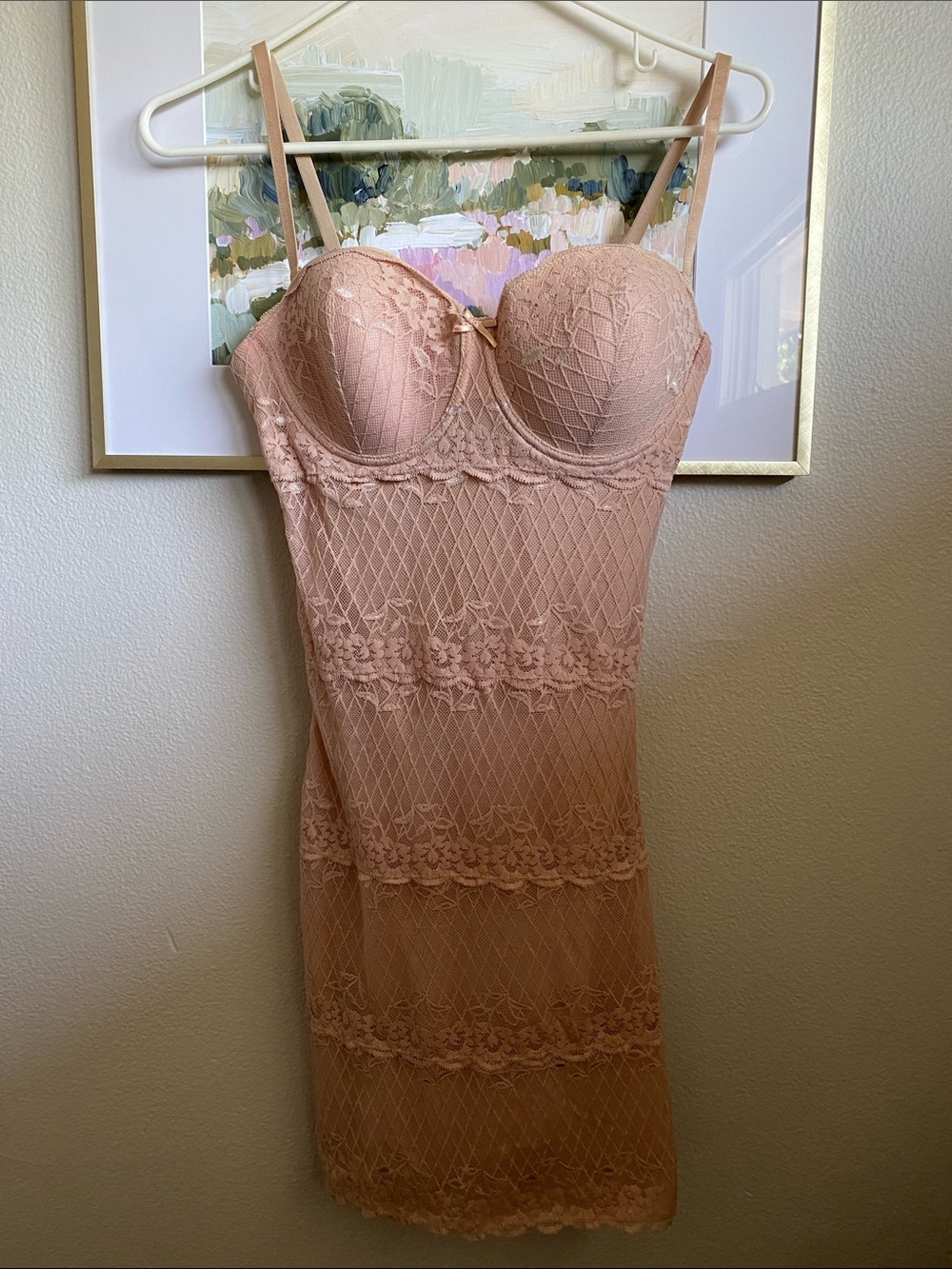 SkinnyGirl Nude Lace Compression & Bra, Sz M
